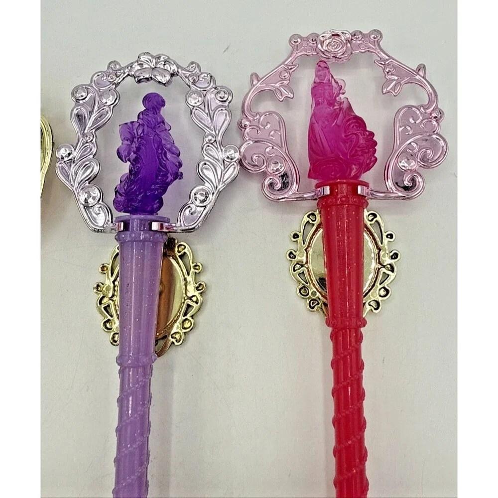 3 Disney Princess Ariel Belle Aurora Pretend Play Costume Scepter Wand 12” Turns
